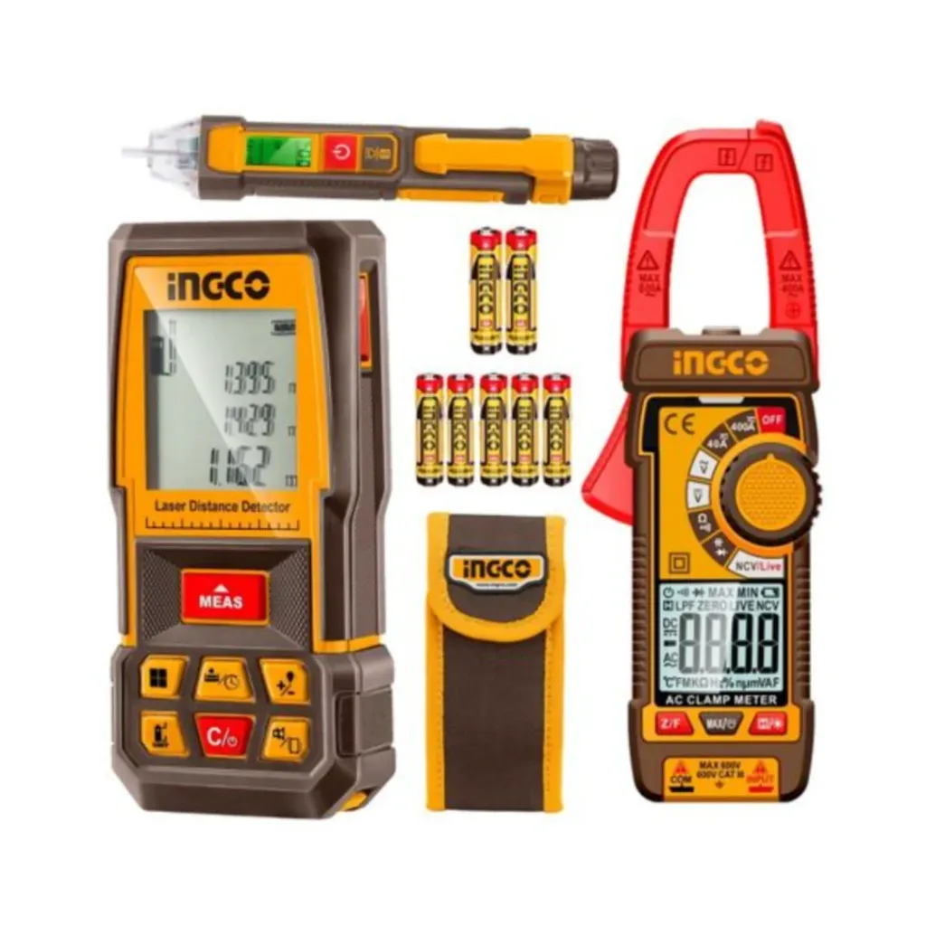 [1-HLDD241202-ING] Combo Kit de Multimetro + Amperimetro + Detector de Voltagem (INGCO MOZ)